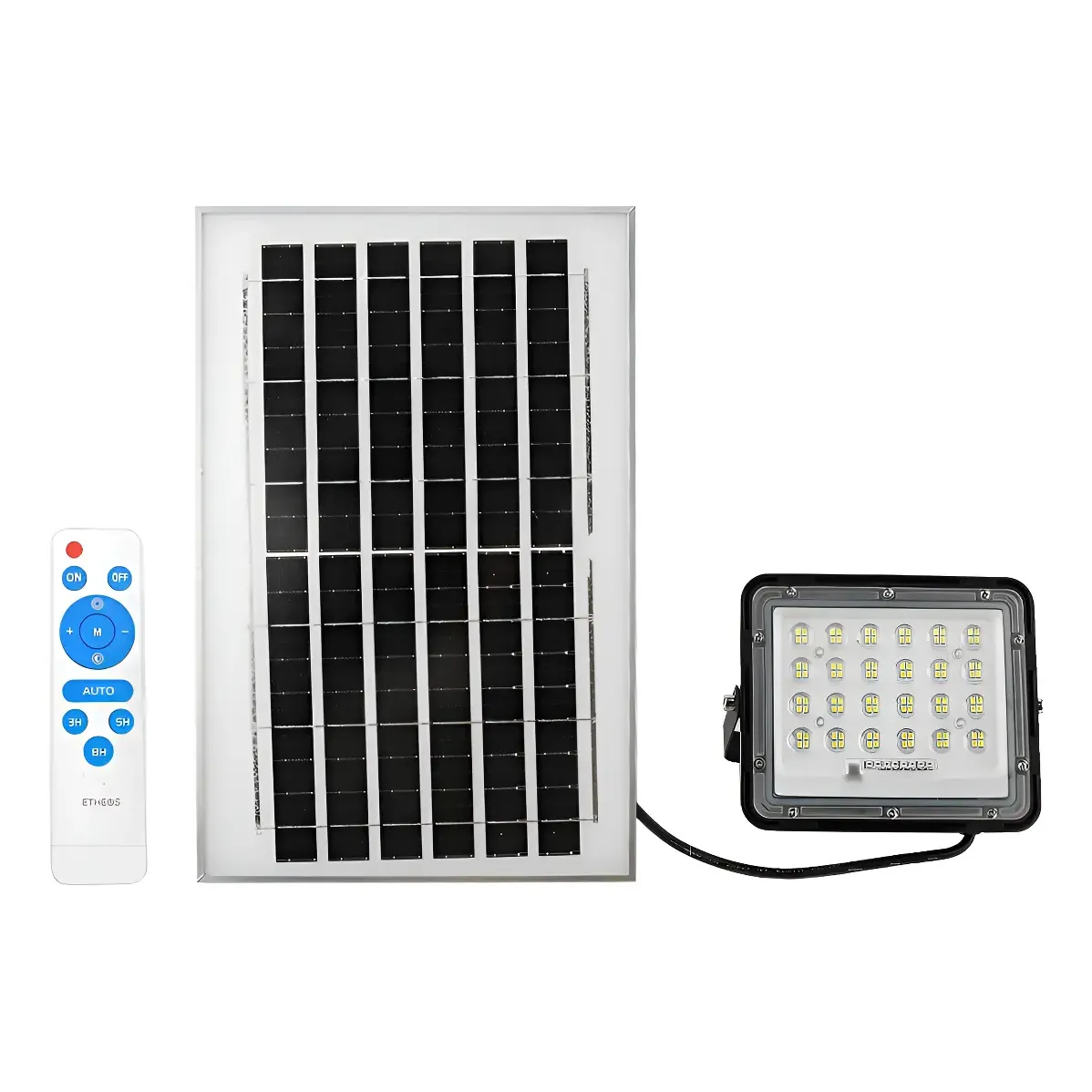 Reflector Led 50w Panel Solar Exterior Luz Fría Con Control