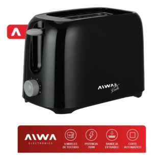 Tostadora Eléctrica Aiwa Cook Doble Ranura 700w 6 Niveles Color Negro