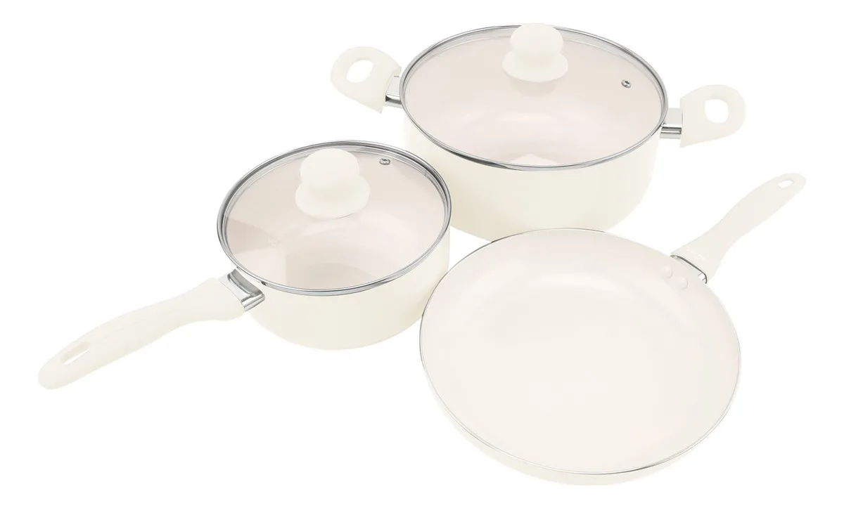 Batería De Cocina Vonne 3 Piezas Chic Arena Aluminio